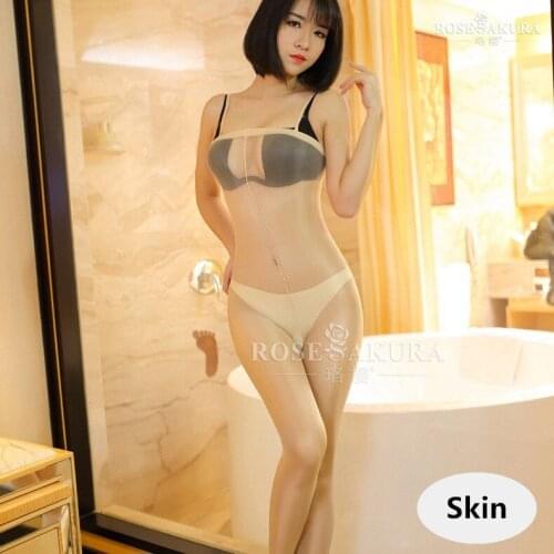 6Pcs Sexy Erotic Lingerie Tights Thin Open Crotch Oil Shine Glittering Stockings Bodysuit Women Transparent Sex Costumes 0701