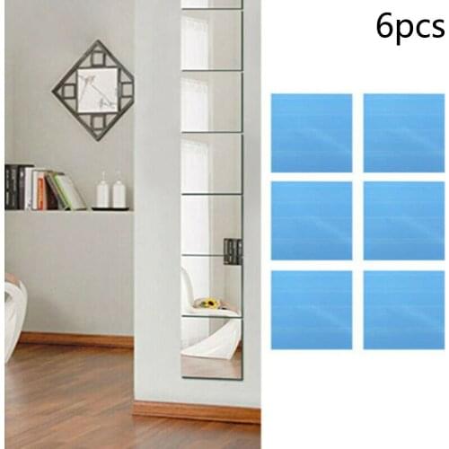 6Pcs 30x30cmx0.2mm Full Body Mirror Wall Sticker DIY 3D Acrylic Decal Home Modern Living Room Wedding Art Decoration Background