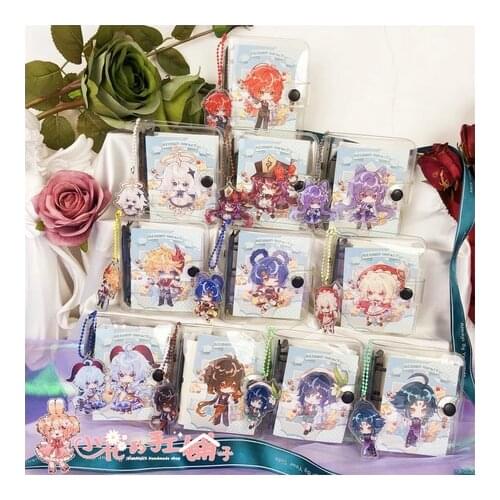 Anime Genshin Impact Klee Hu Tao Keqing Xiao Zhongli Cartoon Mini Loose Leaf Diary Notebook Stationery Student Cosplay