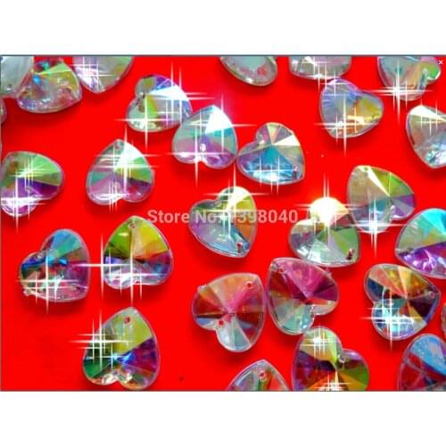 Free shipping 120pcs 14mm Heart-shaped sew on Acryl crystal accessory gemstone rhinestone strass for hand sewing dress bag
