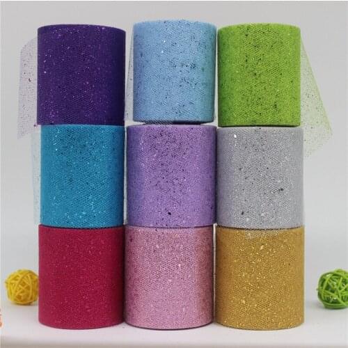 22m/Lot 7.5cm Sparkly Confetti Glitter Tulle Mesh Roll Spool Tutu Bow Pom Soft Squine Tulle DIY Wedding Birthday Decoration