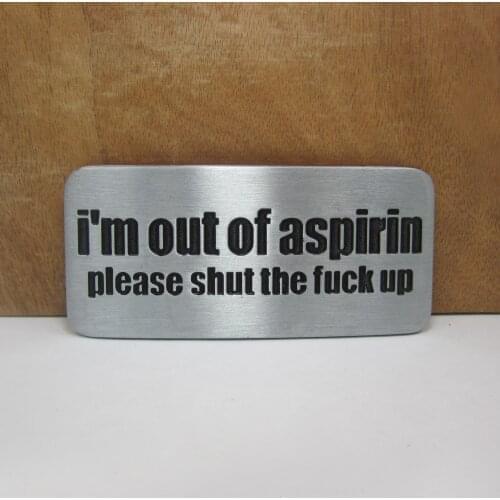 BuckleClub wholesale retro I'm out of aspirin belt buckle western jeans gift belt buckle FP-02883 PEWTER FINISH