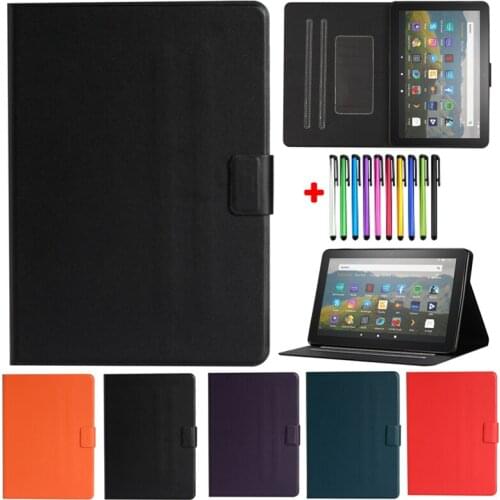 For Funda Amazon Kindle Fire HD 10 Case 2021 11th Generation Solid PU Cover For Fire HD 10 Plus Case 2021 Fire HD10 2017 2019 15