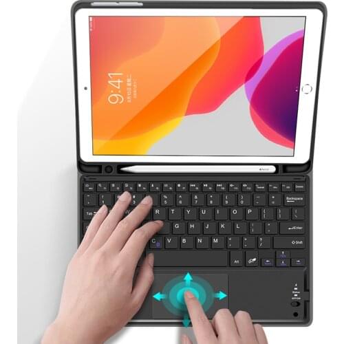 Soft TPU Keyboard Case for iPad 8th Generation with Pencil Holder Touchpad Bluetooth Keyboard Case Cover for iPad 10.2 2020