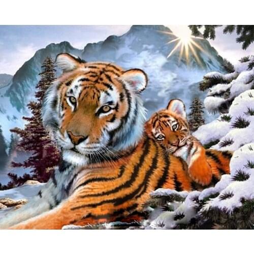 DIY Digital Painting By Numbers tiger oil painting mural Kits Coloring Wall Art Picture Gift frameless