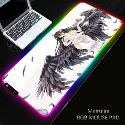 400X900MM Overlord Albedo RGB Gaming Anime Large XL Mouse Pad Computer Gamer Mousepad Rubber No-slip Mat PC Laptop Keyboard Desk