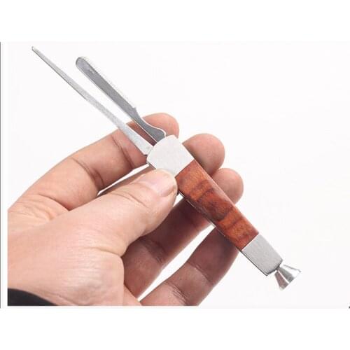 Stainless Steel Smoking Tube Tool Multifunction 3 in 1 Red Wood Smoke Knife Tobacco Presser Cleaners Pipe Clean Accessory
