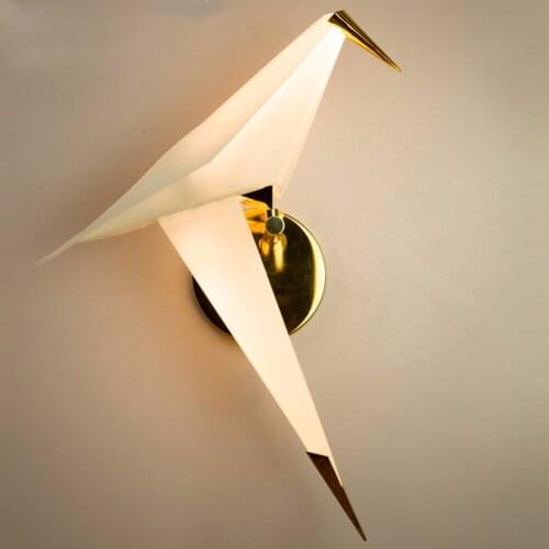 Creative Bird Metal Paper Crane Wall Lamp PVC Wall Sconce for Living Room Aisle Bedroom Bedside Corridor Dining Room Restaurant