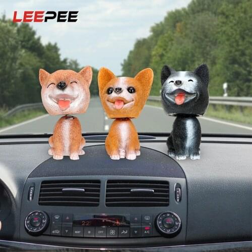 LEEPEE Car Ornaments Cute Bobble Head Doll Car Dashboard Nodding Dog Auto Shaking Head Toy Interior Accessories Car-styling
