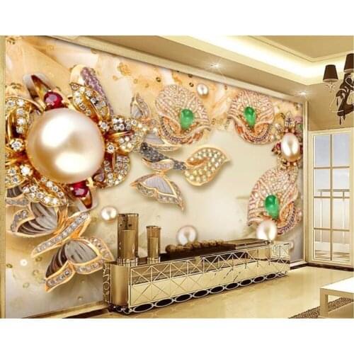 Beibehang Fashion Golden Fashion Wallpaper 3D Stereo Gold Glasses Diamond Flowers Jewelry Walls wallpaper for walls 3 d tapety