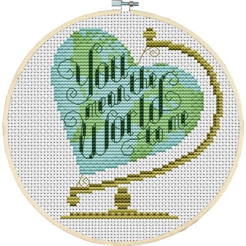 Green heart cross stitch kit aida 14ct 11ct count print canvas stitches embroidery DIY handmade needlework