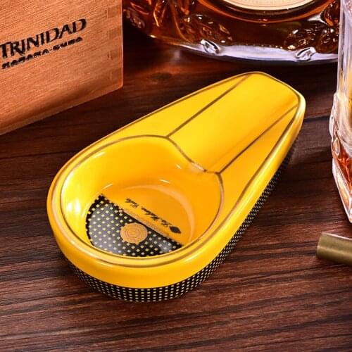 Cigar Ashtray COHIBA Genuine Yellow Ashtray Small Decoration Personality Creative Fashion Portable Single Cigar Extinguisher