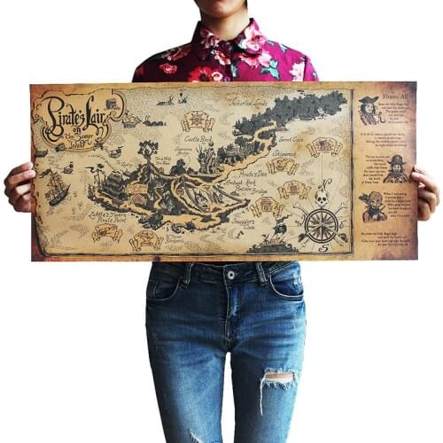 Pirate Sailing World Map Poster Living Room Bar Cafe Decor Ancient World Vintage Maps Wall Sticker Decorative Paintings