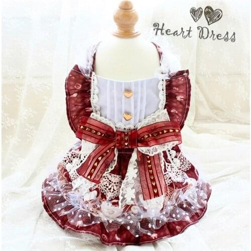 Free Shipping Handmade Dog Clothes Dog Dress Classic Lolita Style Princess Cats Pet Outfit Lace Poodle Maltese Yorkie