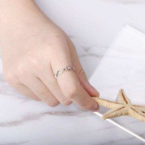 Simple Personality DNA Spiral Open Ring Biological Gene Adjustable Ring Jewelry Gift For Women Men Girls #292645