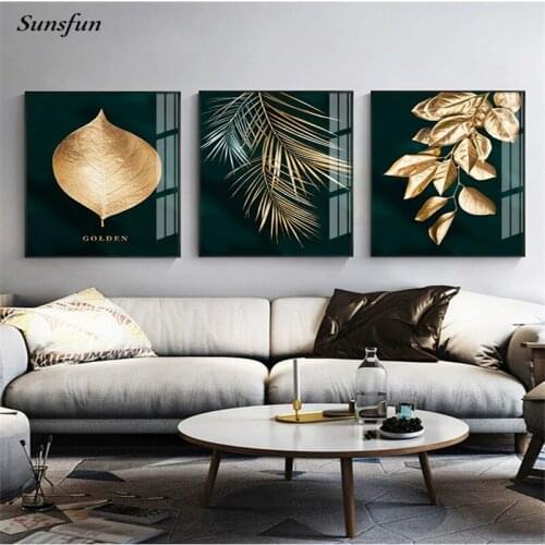 Contemporary Art Golden Leaf Painting Canvas Poster and Print Nordic Decoration Wall Art Creative Picture Modern Home Decor