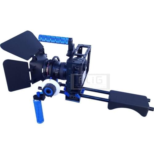 Studio Accessories DSLR Rig Shoulder stand + Camera handheld case + Lens hood + Follow focus for 5D Mark III 5DII 5D4 80D 70D 7D