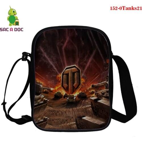 New 3D Printing World of Tanks Bag for Children Messenger Box Student Food Pouch Boys Girls World of Tanks Game Messenger Bags