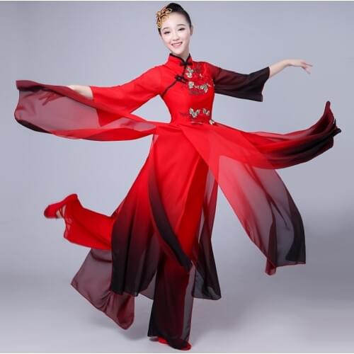 Traditional folk and ethnic dance clothes national dance of China fan yongo ancient Chinese folk dance clothing DD1877