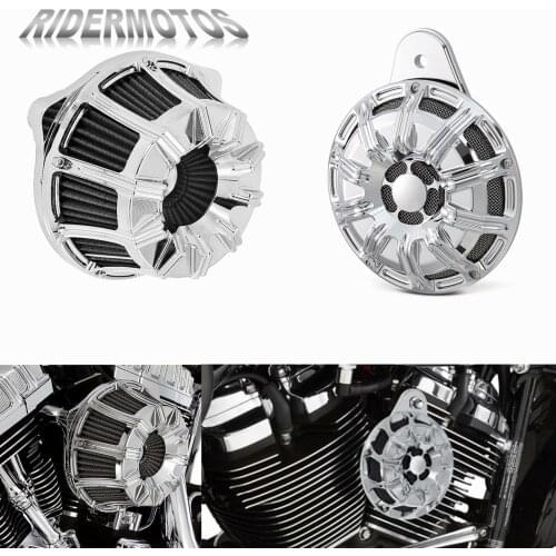 Motorcycle CNC Air Cleaner Intake Filter&Horn Cover Horns Assembly Loudspeaker Chrome Set For Harley Touring FLHX FLHR 2017-2020