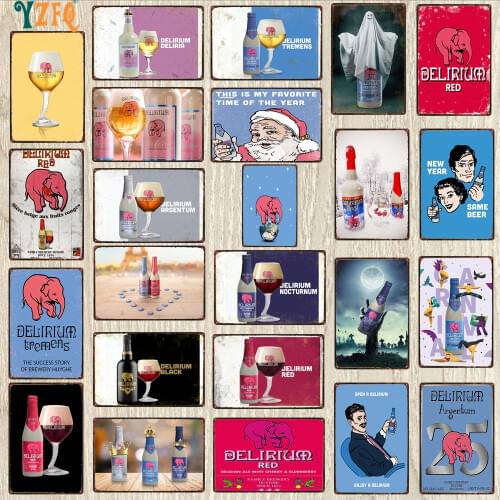 【YZFQ】Belgium Retro Signs Belgian Beer Plaque Metal Vintage Pub Wall Bar Cafe Home Art Kitchen Decor 30X20CM DU-10080A