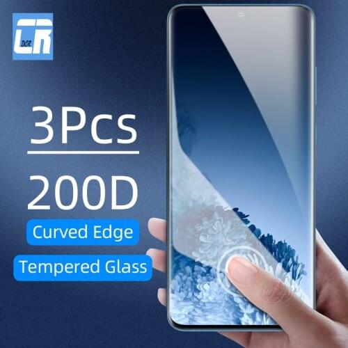 3Pcs Full Curved Edge Tempered Glass for Samsung Galaxy S20 Plus S20 Ultra Screen Protector for Samsung Note 10 Plus 20 Ultra 5G