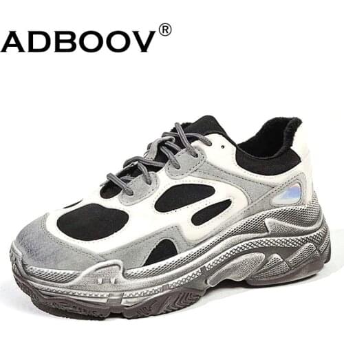 ADBOOV Sequin Women Chunky Sneakers Short Plush Lining Winter Shoes Fashion Vintage Dad Shoes Woman Schoenen Vrouw