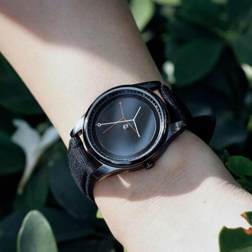 Enmex creative design lady wristwatch branch concept brief convas strap simple face nature fashion quartz lady watches