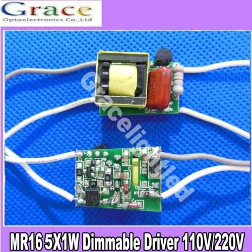 10pcs/lot 5W 5X1W Dimmable Driver AC110V 220V To DC12V 300mA 50/60Hz For LED Spotlight Blub Brightness Adjust
