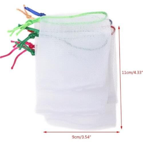 B0KB 10Pcs Soap Foaming Dual-Layer Mesh Drawstring Bag Bubble Foam Net Body Cleaning