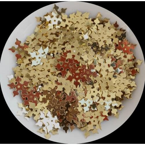 1000pcs/Lot 10MM Light Gold 5 Petal Flower Snowflake Sequins PVC Flat Paillettes Sewing Crafts Easter Kids DIY Accessories