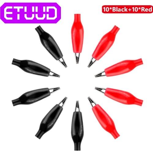 20Pcs Electric Alligator Clip 27mm 38mm 44mm Metal Electrical Alligator Clip Test Probe Crocodile Clamps With Plastic Boot
