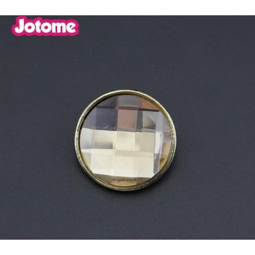 100pcs/lot 27mm Wedding Invitation Card Ribbon Silder Gold Tone Acrylic Button
