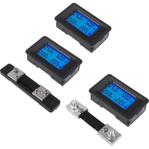 20A/50A/100A Digital DC 8-100V Voltage Current Power Energy Meter Panel Monitor