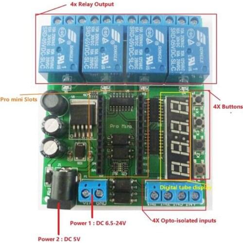 4-channel Pro Mini Relay Expansion Board DIY Multifunctional Delay Relay PLC Power Sequencer