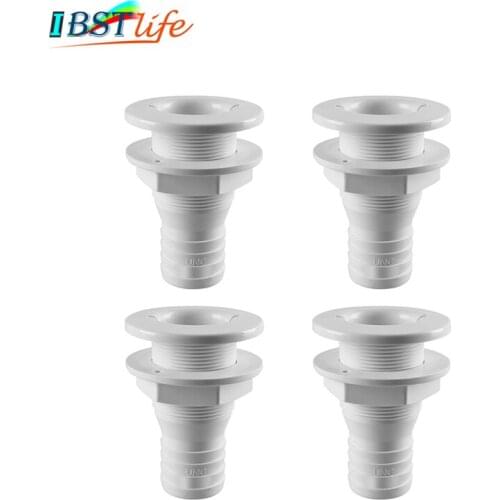 4X Nylon Plastic Thru Hull Bilge Fitting For Bilge Pump Aerator Hose of Boat Marine Yacht Sail RV Camper Truck 3/4 to 1 inch