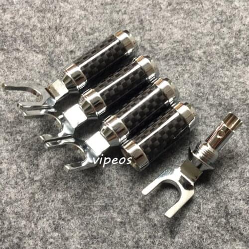 ADSP02 Carbon fiber Rhodium plated speaker cable spade plug 4pieces