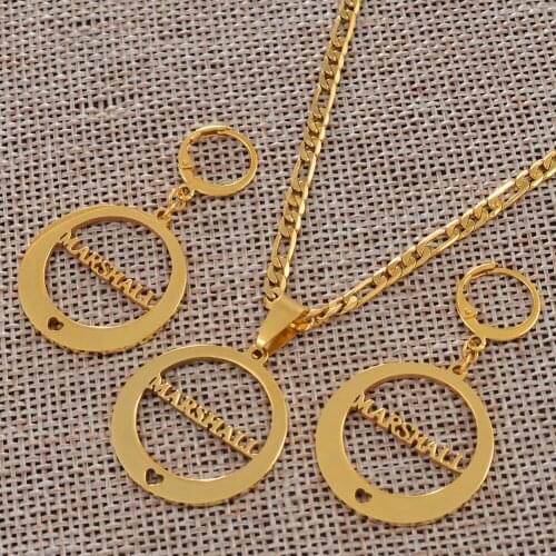 Anniyo Marshall Jewelry sets With Heart of Pendant Necklaces & Earrings for Women (More Models Please Check My Store) #031921