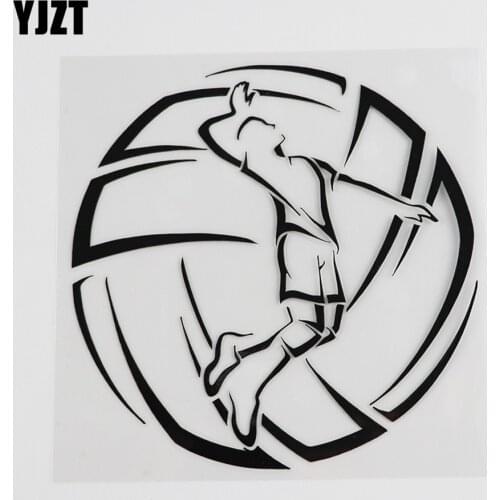 YJZT 13.1CMX13CM Volleyball Player Ball Sport Decal Vinyl Car Sticker Black/Silver 8A-0320