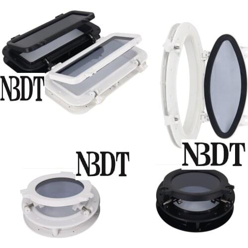 White Black Yacht Boat RV Round Eye-Shaped Rectangle Opening Portlight Porthole Window Hatch 4mm Tempered Glass