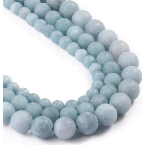 Natural Matte Blue Jades Round Stone Beads for Jewelry Making DIY Bracelets Necklaces Accessories 6 8 10mm 15'' Wholesale Perles
