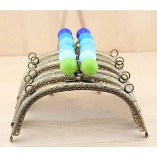 C40 16.5CM arc-shaped antique brass Candy Beads head Metal Purse frame Kiss Clasp,knurling Double loop big Coin Purse 5pcs/lot