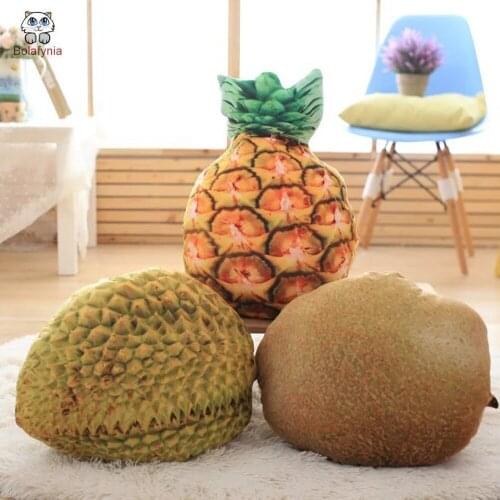 BOLAFYNIA Children plush toy simulation fruit kids Christmas birthday plush stuffed toy gift pillow Durian Pitaya fruit