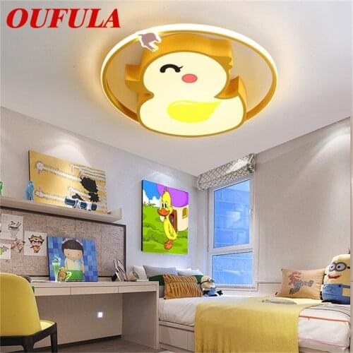 OUFULA Childrens Ceiling Lamp Little Yellow Duck Modern Fashion Suitable For Childrens Room Bedroom Kindergarten