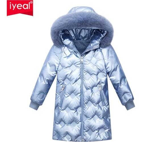 IYEAL -30 Degrees Newest Children Girls Boys Clothes Winter Warm Down Jackets Coat Boy Kids Hooded Thicken Long Waterproof Parka