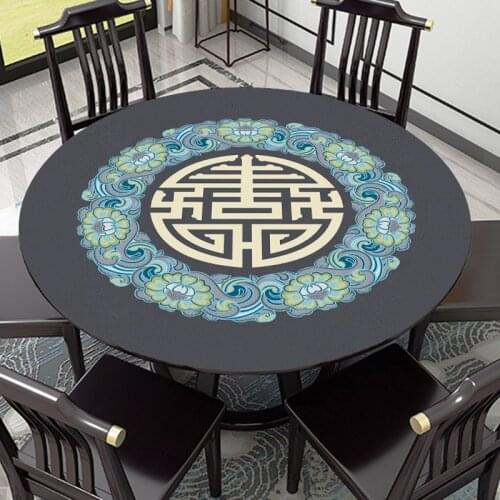 Custom made Chinese style silicone leather round table cloth Waterproof Round Tablecloth wooden table protector cover Placemat