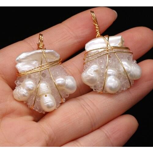 Exquisite Handmade Pearl Pendant Irregular Natural Freshwater Pearls Charms for DIY Necklace Making Jewelry Findings 25x40mm