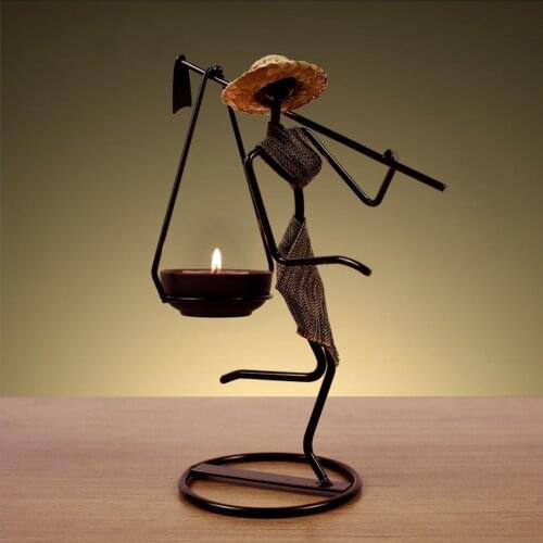 Creative candle holder pastoral style ethnic girl candle holder desktop iron decoration ornaments mini flower pot