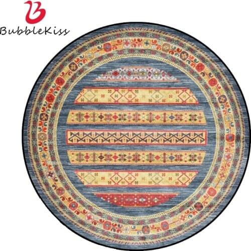 Bubble Kiss Retro Round Carpet Home Customized Rugs Palace Style Decoration Floor Mats Living Room Coffee Table Anti Slip Pad