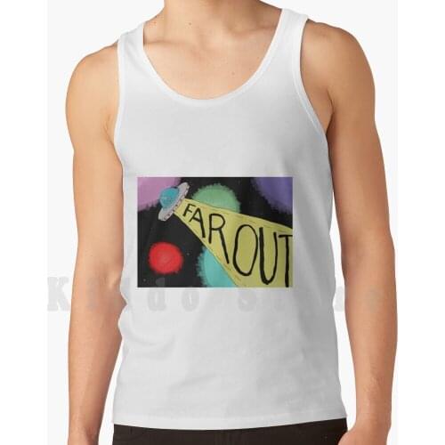Far Out tank tops vest 100% Cotton Space Photoshop Planets Spaceship Beam Black White Coloured Colour Sketch